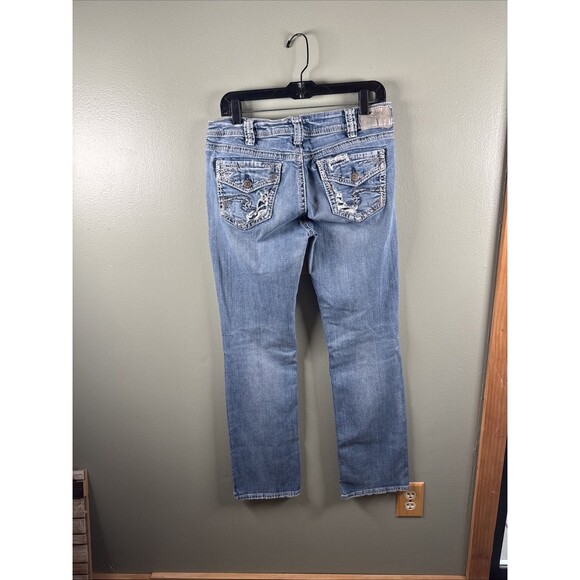 Silver Jeans SUKI Slim Boot Built Free Distressed Flap Pocket 32x33 (fits 32x32) - Picture 3 of 15